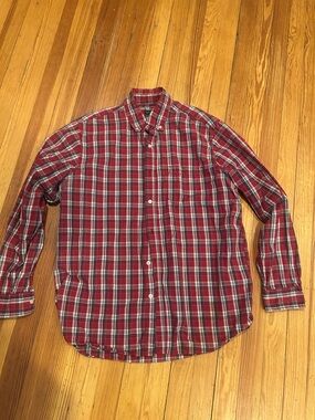 Faded Glory Red Plaid Button-Down Shirt